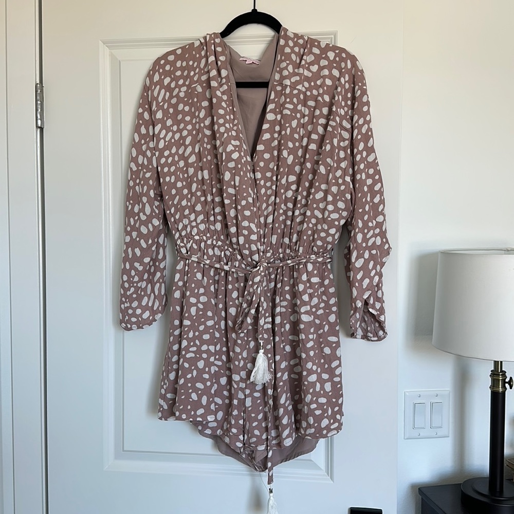 Pink Lily Romper, Mauve Purple & White, XL